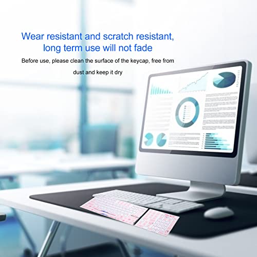 Computer Keyboard Skin - Desktop Mechanical Keyboard Stickers for 84-108 Keys - Beautiful White Cherry Blossoms Keycap Button Skin