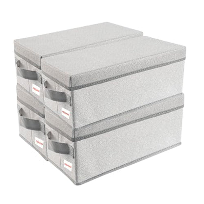 CD/DVD Storage Box Universal, Stackable CD/DVD Organizer with lid, Blu-ray disc Media Holder, Video Game Disk, Album, 4Pack can Hold 180cd / 80dvd Beige - size: 4pack beige