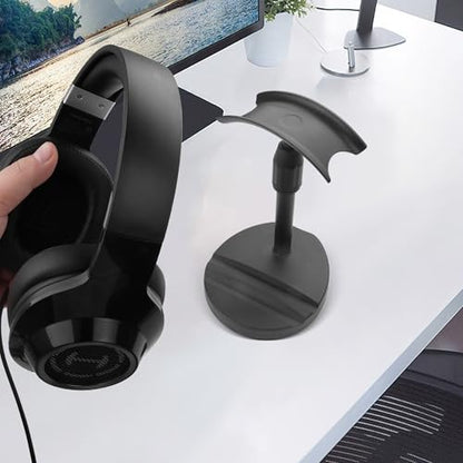 YAODHAOD Desktop Headphone Stand, Universal Headphone Holder with Phone Holder,Anti-Slip Base, for Desk, Office, Home Headphones Support Accessory (Black) - color: Black