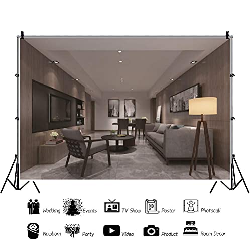 15x10ft Modern Living Room Backdrop Video Conferencing Backdrop Decor for Home Zoom Meeting Video Recording Background Banner - size: 15x10ft