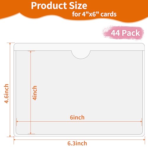44 Pack Storage Bins Labels, 4x6 Photo Sleeves, Clear Index Card Holder, Plastic Adhesive Pockets for Tote Cards Organizing Bins Box Drawer - size: 4×6 inch
