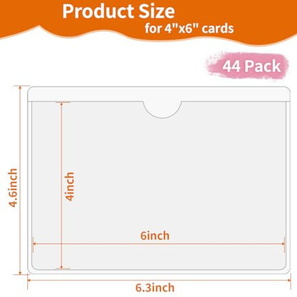 44 Pack Storage Bins Labels, 4x6 Photo Sleeves, Clear Index Card Holder, Plastic Adhesive Pockets for Tote Cards Organizing Bins Box Drawer - size: 4×6 inch