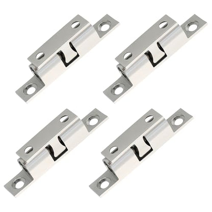 Alise Double Roller Catch Cabinet Latches,Adjustable Double Ball Tension Roller Catch Latch Brass Cabinet Door Latch,47mm Solid Brass Cabinet Latches and Catches,Pack of 4,Silver - color: Silver, size: 47mmX30mm