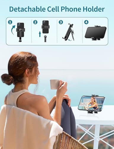 Selfie Stick, 41'' Extendable Phone Tripod Stand with Phone Holder & Detachable Remote, 360° Rotation Selfie Stick Tripod for Cell Phone Compatible with iPhone, Android, Samsung - color: Black