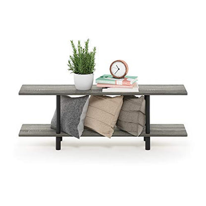 Furinno Turn-N-Tube 2-Tier Multipurpose Wide Shelf, French Oak Grey/Black - color: French Oak/Black, style: 2-Tiers