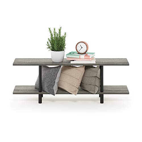 Furinno Turn-N-Tube 2-Tier Multipurpose Wide Shelf, French Oak Grey/Black - color: French Oak/Black, style: 2-Tiers