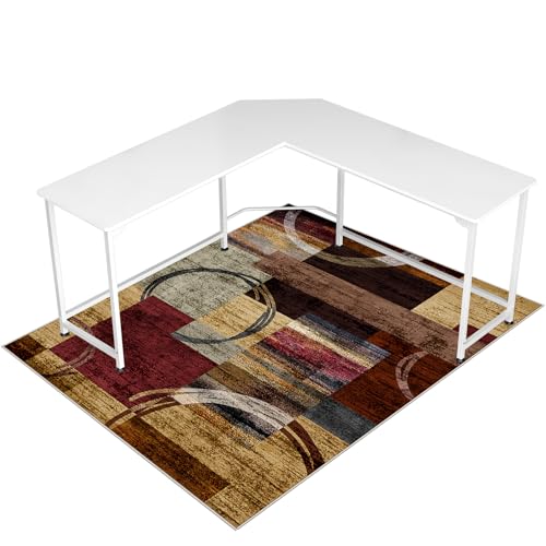 Office Chair Mat for Hardwood Floor&Tile Floor,48"X 60" Heavy Duty Desk Chair Mat for Hard Floors,Under Desk Rug for Rolling Computer Chair,Anti Slip,Low Pile Carpet Floor-Geo Multi - color: Geo Multi, size: 48"X 60"