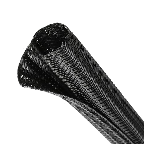 Split Wire Loom Tubing, Cable Protector Sleeve, Braided Cable Management for TV/Computer/Home Theater/Engine Bay, Cord Protectors from Pets No Chew (Black, 1/2"-10ft) - color: Black, size: 1/2"-10ft