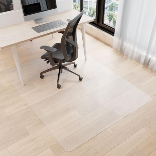 Chair Mat for Hardwood Floor, 46" x 72" Clear Desk Chair Mats, Easy Glide Plastic Mat for Under Office Chair, Rectangle - color: Clear, size: 46'' x 72'' Rectangle