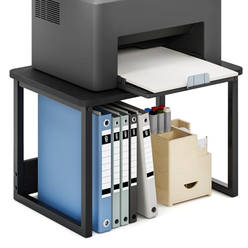 MARTY Printer Stand with Storage for Desk, Desktop Printer Stand Shelf Organzier for Home/Office Heavy Duty Printer Riser Under Desk Small Printer Table for Fax Machine Copier Scanner(Black) - color: Black, size: 2 Tier without Drawer