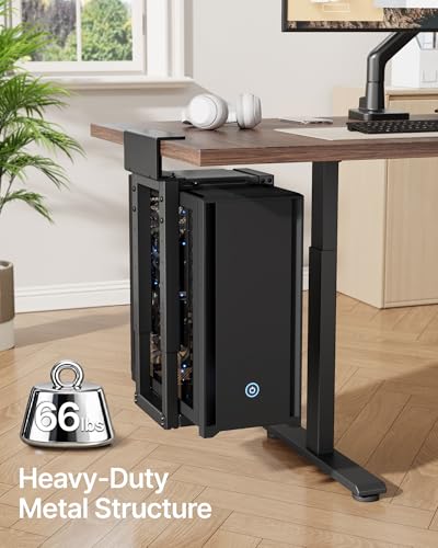 monTEK Under Desk PC Mount, Heavy Duty Adjustable PC Holder for Standing Desk & Home Office, Fits Most PC Cases 16.1”-25.6” (H), Space Saving CPU Mount, No-Drill Installation, 66 lbs, Black - color: Black