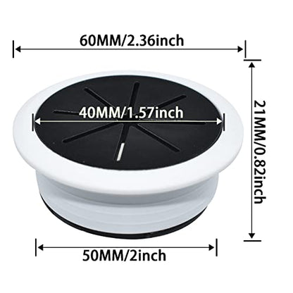 Aifeier ET 2PCS Desk Grommet 2 Inch/50mm Rubber Cable Wire Grommet Cable Hole Cover for Managing and Hiding Office PC Desk Cable Cord (Black with White) - size: Detachable 2 Inch/50mm(Black with White)