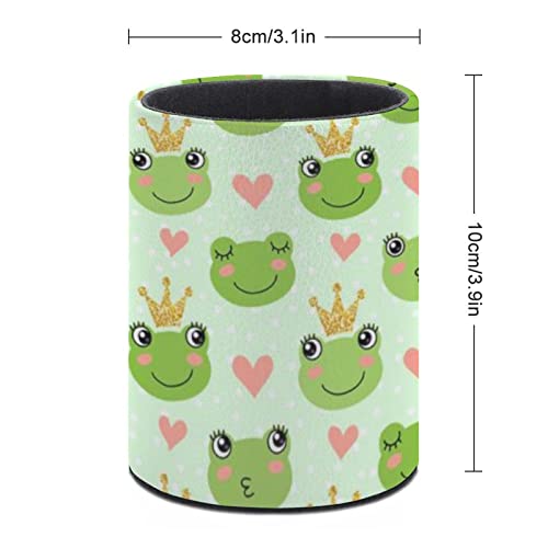 Cute Frogs Pen Holder Pencil Cup for Desk Organizer | Cute Makeup Brush Holder PU Multifunctional Office Suppliesfor Decor Home Classroom School - color: Frogs