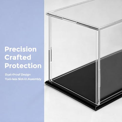 Clear Acrylic Display Case, 12x8x8 inch (30x20x20 cm) | Cube Display Box Stand, Black Base, Dustproof Protection, For Collectibles Memorabilia Figurines - size: 12 x 8 x 8 inches