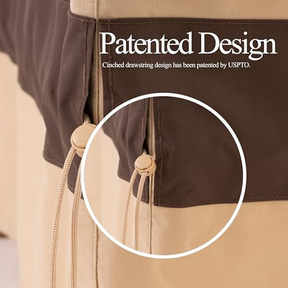 WJ-X3 Stackable Patio Chair Cover, Heavy Duty, Wind Resistant and Waterproof Outdoor Lawn Chair Covers, 28W x 36D x 45H, (4-6 Stacked Chairs), Beige/Coffee, 1-Pack - color: Beige & Coffee, size: 28W x 36D x 45H, 1-Pack, Stacked Chairs (4-6)