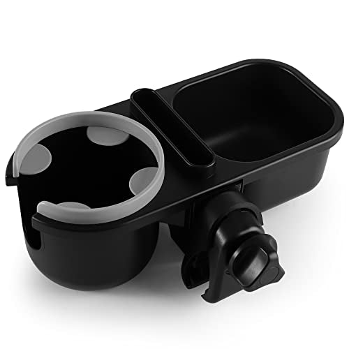 Accmor Stroller Cup Holder with Tray, Universal Cup Holder Tray for Uppababy Nuna Doona Strollers, Bottle Drinks Holder for Stroller, Wheelchair, Walker - style: Tray-3 in-1-Grey