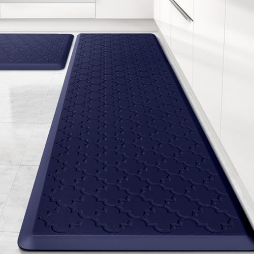 Kitchen Mat [2 PCS] Cushioned Anti-Fatigue Floor Mat Water Resistant Non-Skid Kitchen Mats and Rugs Ergonomic Comfort Foam Kitchen Rugs Standing Mat for Floor Office Sink (Blue,20"x30"+20"x60") - color: Blue, size: 20"x30"+20"x60"