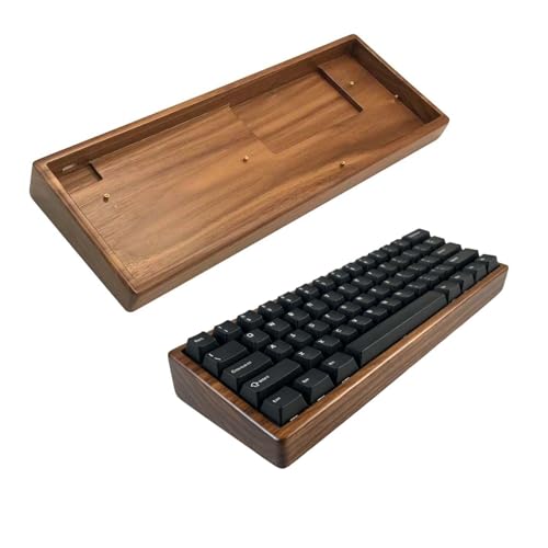 Premium CNC Machined Walnut Wood GH60 Mechanical Keyboard Replacement Case, 60% Keyboard Bottom Case Compatible with Wooting 60HE RAKKA Z60 Poker 3, Wireless Battery Space Supported - color: Walnut