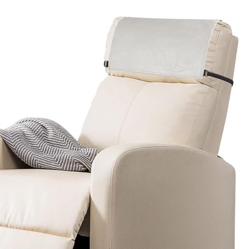 Recliner Headrest Protector-Faux Leather Headrest Covers for Recliners,Recliner Headrest Cover with Elastic Straps,Chair Headrest Cover for Recliners Protector 17 x 27 in(Beige) - color: Beige