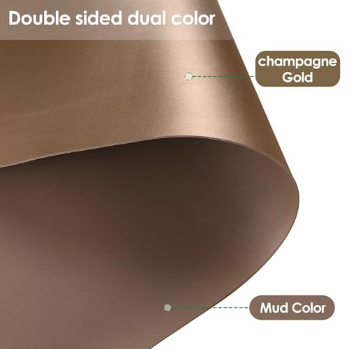 Faux Leather Table Cover,1.8mm Thick,12x90 Inch Desk Cover,Dresser Cover Top,Dresser Protector Top,Dresser Cover,End Table Cover.(Mud Color+Champagne Gold,12x90) - color: Mud Color+champagne Gold, size: 12×90inch