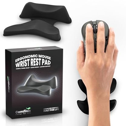 GlideX r2.0 Ergonomic Mouse Wrist Rest – Compact Sliding Wrist Pad with Low Profile Design for Desk Laptop Travel, Fits Small to Medium Hands (Black) - color: Black