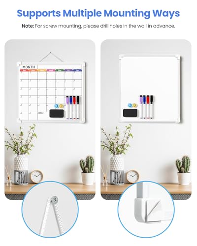 VITEVER Calendar Whiteboard for Wall, Double-Sided Dry Erase Board, Hanging Monthly Planning Board, Small White Board for Memo, to Do List, Home, Kitchen, Office Accessories