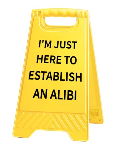 Funny Desk Shelf Decor, Here Establish Alibi Mini Desk Sign | Here Establish Alibi Sign, Funny Shelf Sign, Home Office Decor, Mini Desk Sign - style: Here To Establish An Alibi