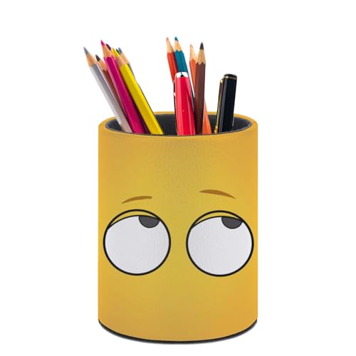 Eye Pen Holder Pencil Cup for Desk Organizer | Cute Makeup Brush Holder PU Multifunctional Office Suppliesfor Decor Home Classroom School - color: Eye