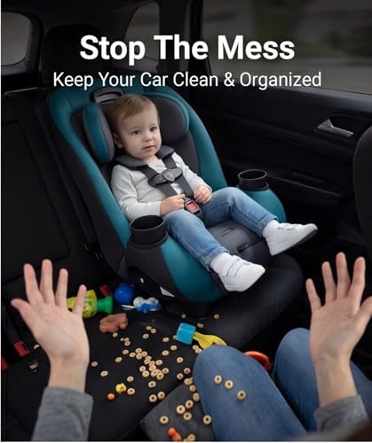 2PCS Toddler Car Seat Snack Tray, Detachable Cup Holder Replacement Compatible with Safety 1st EverFit & Grow and Go Car Seat, Anti-Slip Food Storage Tray, BPA-Free, Anti-Slip Car Seat Accessory