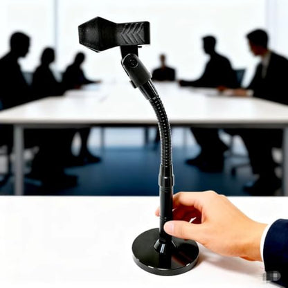 Gooseneck Microphone Stand Desk Mount for Podium,Clip On Microphone Stand,Adjustable,Portable,Long Arm,Flexible Wireless Mic Holder with Clip, in Black