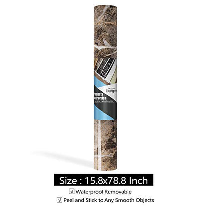 Livelynine 15.8x197 Inch Dark Brown Marble Contact Paper Countertop Peel and Stick Marble Wallpaper for Kitchen Counter Top Covers Desk Table Dressers Vanity Stickers Waterproof Removable Vinyl - size: 15.8" x 197"