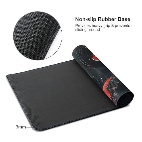 Koi Fish Large Mouse Pad,Gaming Keyboard Desk Pad,Extended Mouse Mat Non-Slip Rubber Base with Stitched Edges for Office Game Home XL 31.5"x11.8" - color: Koi Fish, size: 31.5L x 11.8W inches