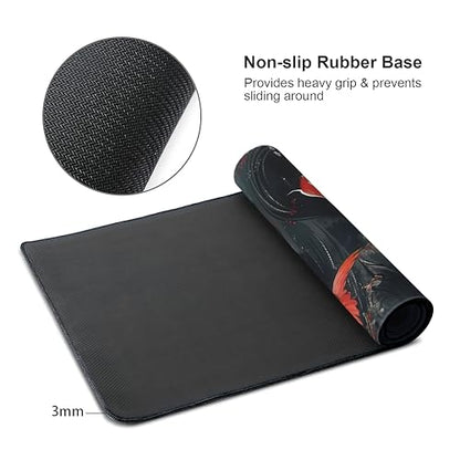 Koi Fish Large Mouse Pad,Gaming Keyboard Desk Pad,Extended Mouse Mat Non-Slip Rubber Base with Stitched Edges for Office Game Home XXL 35.4"x15.7" - color: Koi Fish, size: 35.4L x 15.7W inches