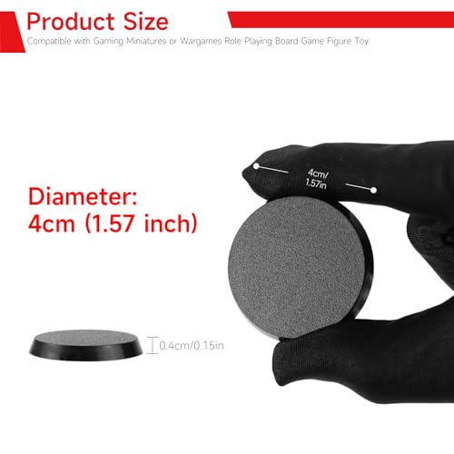 SIXPOINTS 100 Pieces Acrylic Miniature Bases,40mm/1.57 inch Round Model Bases 4mm/0.16inch Thick Circular Figure Display Stands Compatible with Gaming Miniatures or Wargames Role Playing Board Game Figure Toy (100PCS-40mm-black round) - color: 100PCS-40mm