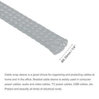 uxcell Expandable Sleeving, 1/4-inch 100ft Cable Sleeve, Gray - color: Gray, size: 1/4" x 100 Ft
