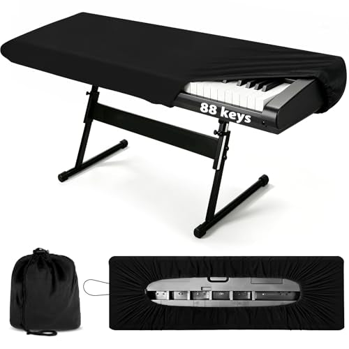88 Keys Piano Keyboard Dust Cover, Stretchy Protective Keyboard Cover with Elastic Cord Locking Clasp, Universal Fit for All 88 Keys Digital Electronic Pianos, Must Have Piano Accessories - size: 88 Keys