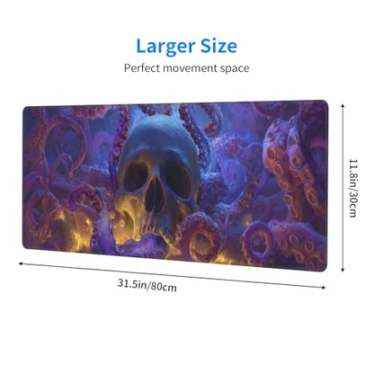 Skull Mouse Pad Extended Large Gaming Mouse Pad XL Stitched Edges for Gamer Home Office 31.5 X 11.8 Inch - color: Skull