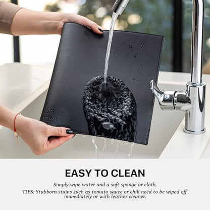 Baroyal Faux Leather Placemats Set of 6 Vinyl Washable Wipeable Table Mats for Kitchen Dining Table Heat Resistant Waterproof Modern Indoor/Outdoor Placemats Non-Slip Easy Clean Place Mats (Black) - color: B-black