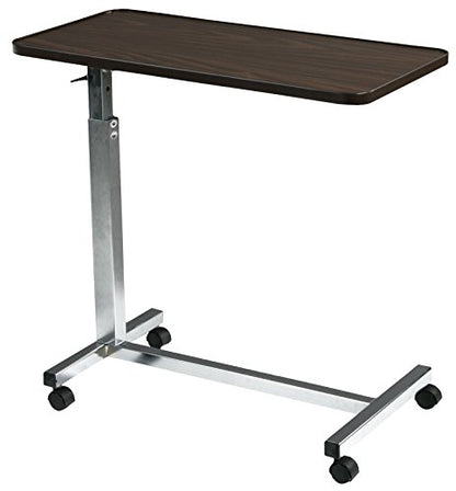 Drive Medical 13003 Non Tilt Top Overbed Table with Wheels, Chrome - color: Chrome