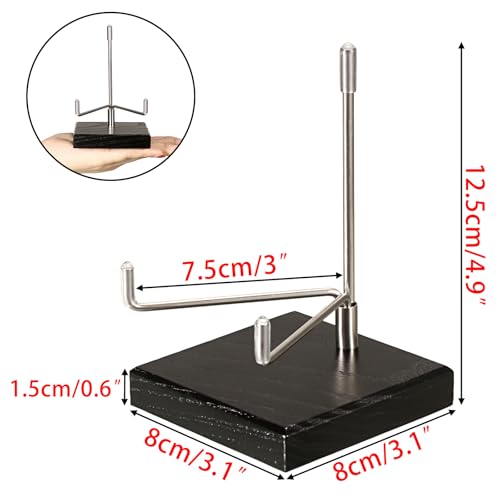 Hipiwe Adjustable Stainless Steel Arm Display Stand Easel with Wooden Base Rocks Crystal Display Easel Holder for Mineral Agate Gemstones Fossils Coral Geodes Plate and Photo, 3.1"x3.1"x4.9" - size: Large