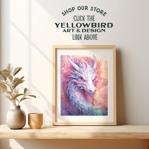 Fantasy Dragon Wall Art - Science fiction Mythical Creatures - Video game Room Wall Decor - Pink White Gamer Girl Room Decor - Sci Fi Wall Art Gaming Art Print - Dragon Art playroom Decor - Dragon Poster