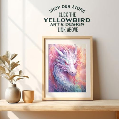 Fantasy Dragon Wall Art - Science fiction Mythical Creatures - Video game Room Wall Decor - Pink White Gamer Girl Room Decor - Sci Fi Wall Art Gaming Art Print - Dragon Art playroom Decor - Dragon Poster