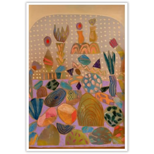 Abstract Scenery Wall Art Colorful Abstract Watercolor Wall Art Colorful Wildflower Picture 16x24Inch UnFramed Aesthetic Landscape Desert Landscape Picture for Bedroom Living Room Office Home Decor - color: Colorful Rock, size: 24"L x 16"W