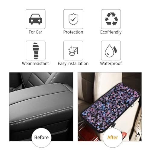 Car Center Console Cover Pad Cherry Blossom Purple Pink Armrest Box Mat Vehicle Arm Rest Cushion Protector Floral Flower Aesthetics Art Black Bohemian Consoles Rest Pillow - color: Cherry Blossom Floral