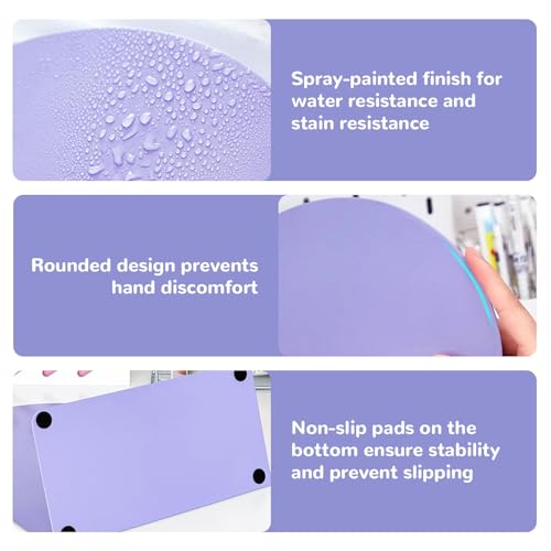 Desk Magnetic Message Board, Metal Bulletin/Memo Board with Magnetic Pen Holder and Flower Pins with Stand, Souvenir/Photo Display Board for Home, Office, Dormitory, Apartment, 8 * 11Inch - color: Purple
