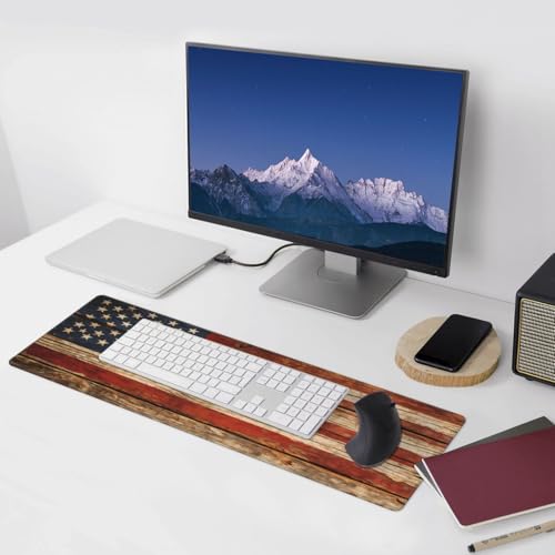 American Antique Flag Wood Gaming Mouse Pad, Large Mouse Pad for Desk Mat XXL XL Mousepad, Big Keyboard Pad Office Desk Accessories Decor - color: American Antique Flag