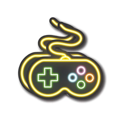 Game Controller Pad Neon Video Game Stickers - Premium Quality Vinyl Bumper Stickers 2-Pack | 5-Inch on Widest Side | Made in USA - FHJ534