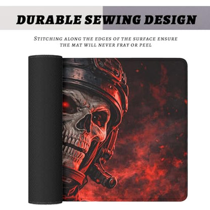 Dark Skull Gaming Mouse Pad Red Flame Aesthetic Extended Gaming Mouse Pad Mat with Stitched Edge Non-Slip Base Office Computer Keyboard Laptop 31.5"x11.8" - color: Dark Skull, size: 31.5L x 11.8W inches