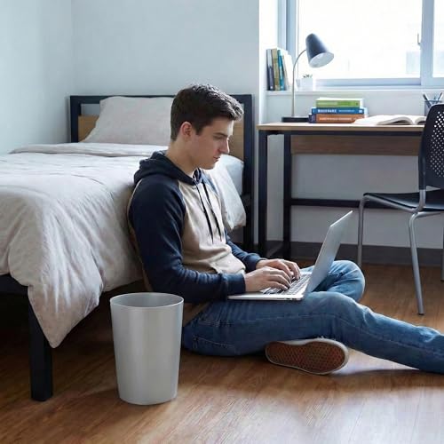 Mini Waste Basket - Durable Small Plastic Garbage Trash Can Bin - Lidless Open-Top, Slim Profile for Compact Spaces - Suitable for Home, Bathroom, Office, Bedroom, Kitchen and More, Silver Brushed - color: Silver Brushed
