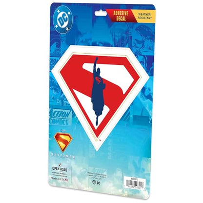 DC Comics Superman Shield Adhesive Vinyl Decal - Bold Superman Logo Sticker for Vehicle Windows or Bumpers - color: Red/Blue